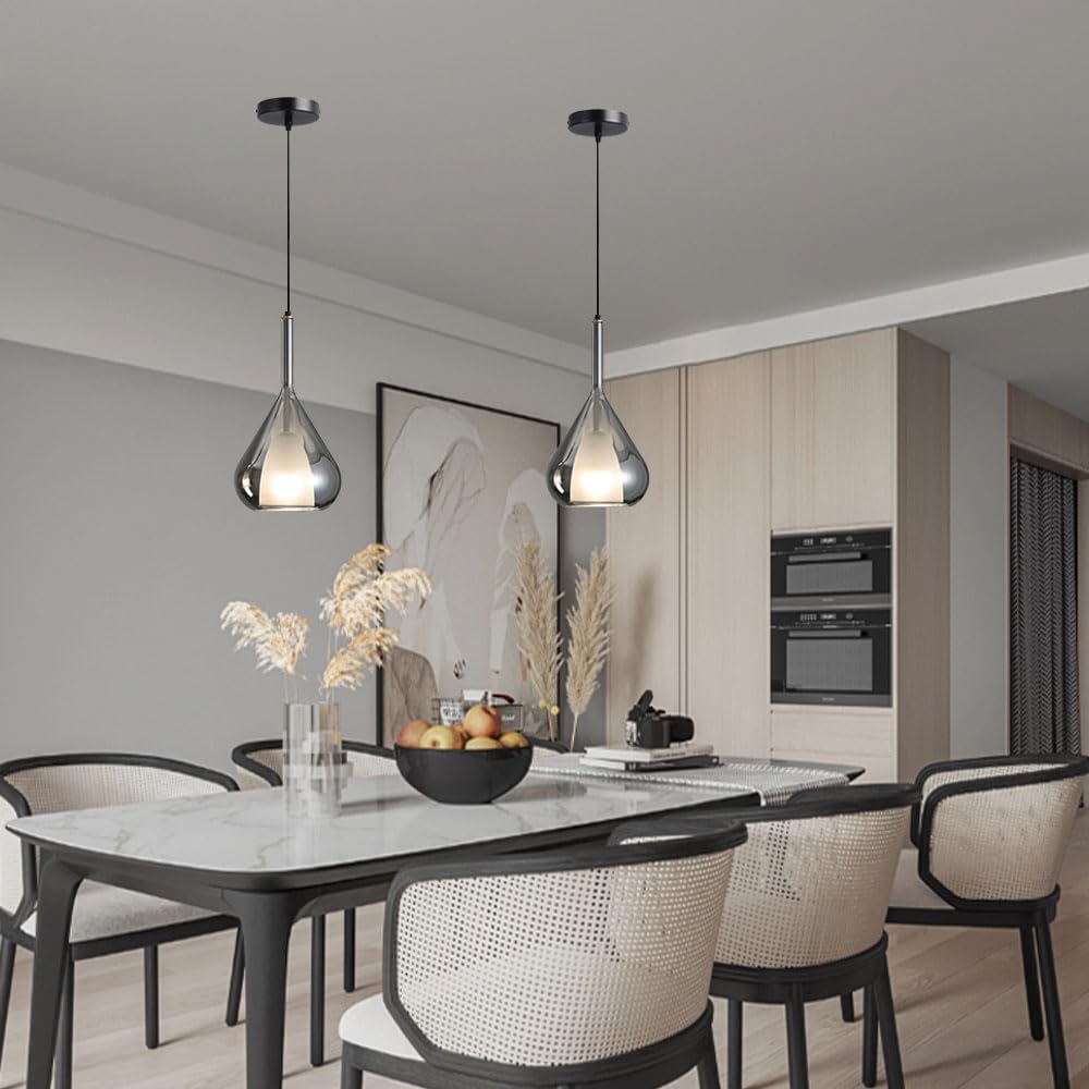 Accesorios de iluminación de techo con base E27,Lámpara colgante de vidrio de metal de alta transmisión de luz creativa,Lámpara de araña de estilo minimalista francés,Lámpara colgante para deco