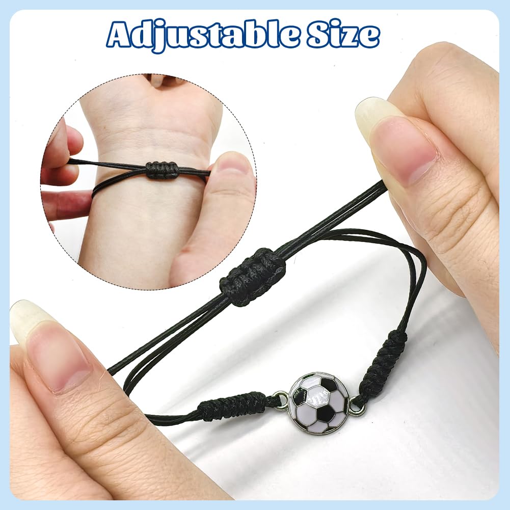Bracciale da calcio e collana da calcio Set, regali di calcio intrecciati regolabili per ragazze tifosi di calcio