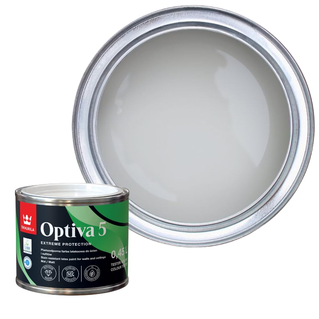 TIKKURILA Optiva 5 Matt Emulsion Paint โ Durable, Scrubbable & Easy-Clean for Walls and Ceilings | Zero VOC - 0.5L Shadow J496 โ image 1