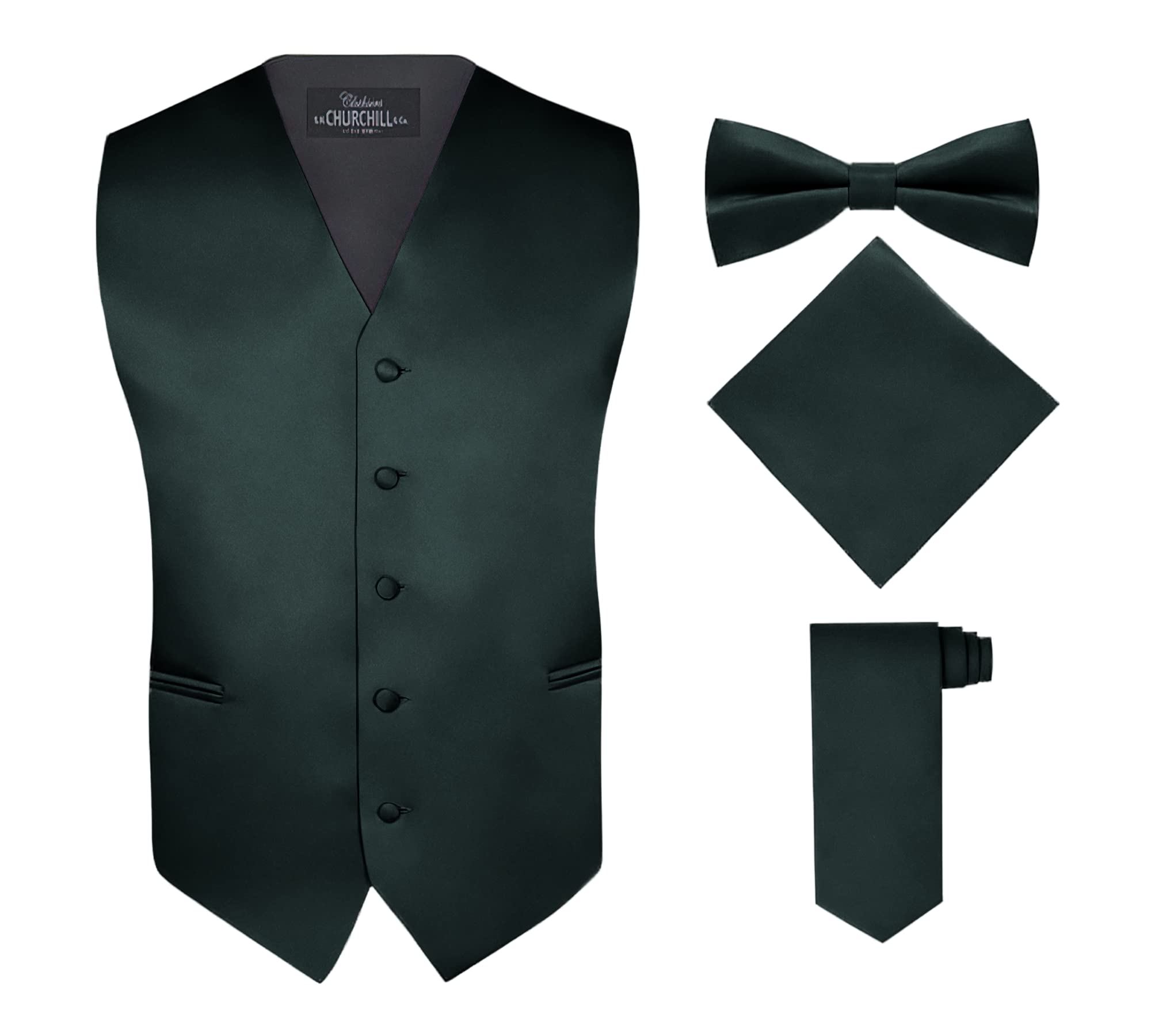 S.H. Churchill &amp; Co. Men's 4 Piece Vest Set, with Bow Tie, Neck Tie &amp; Pocket Hankie