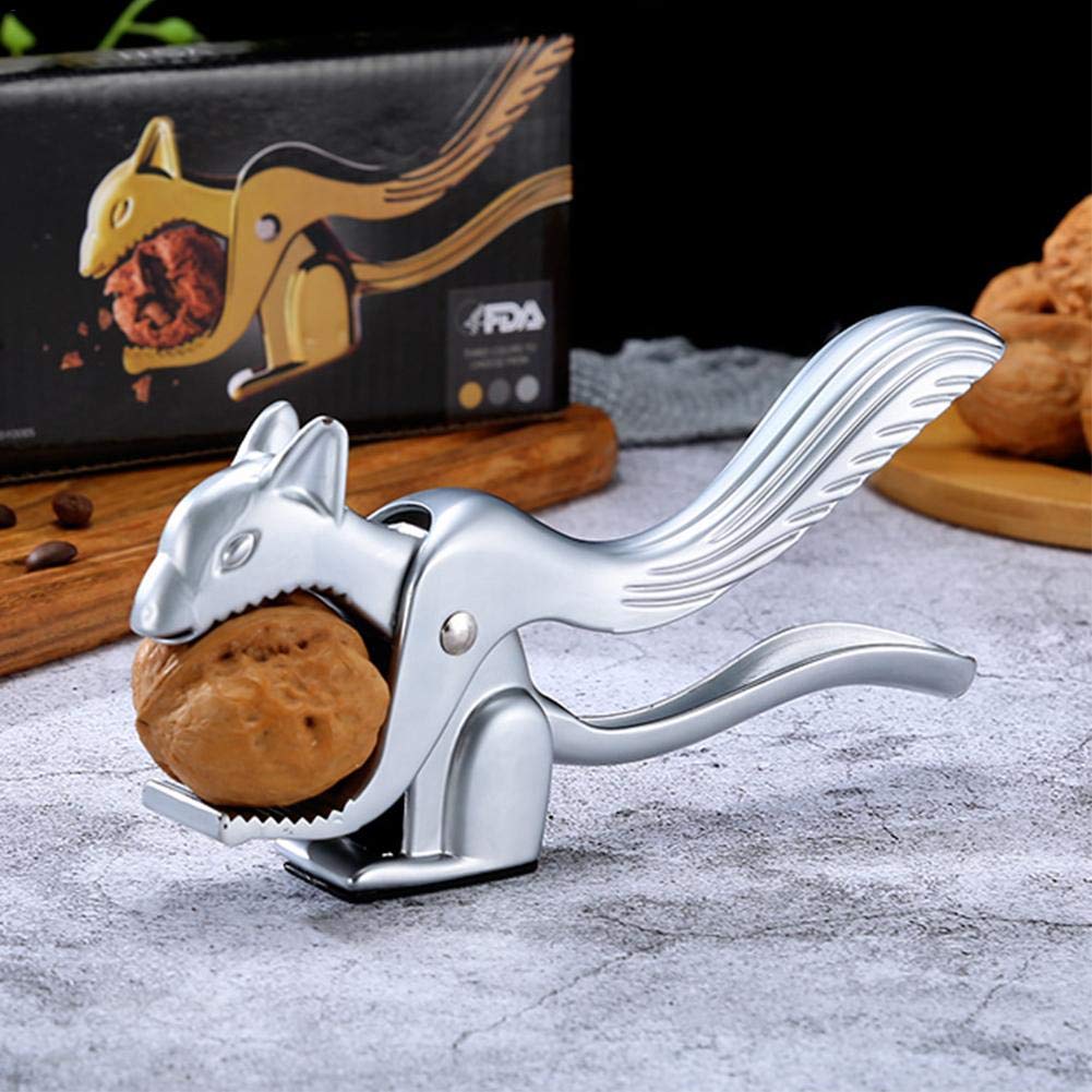 Eichhörnchen Form Nussknacker, Edelstahl Nußknacker Walnüsse Haselnuss Zinkdruckguss Walnussknacker Haselnussknacker Gabeln Profesioneller Nutcracker Geeignet Nüsse oder Schalentiere - Silber, 1 Stück - 5
