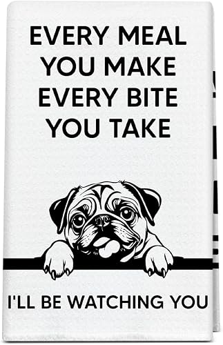 bxtala French Bulldog Kitchen Towel - Every Meal You Make I'll Be Watching You, 