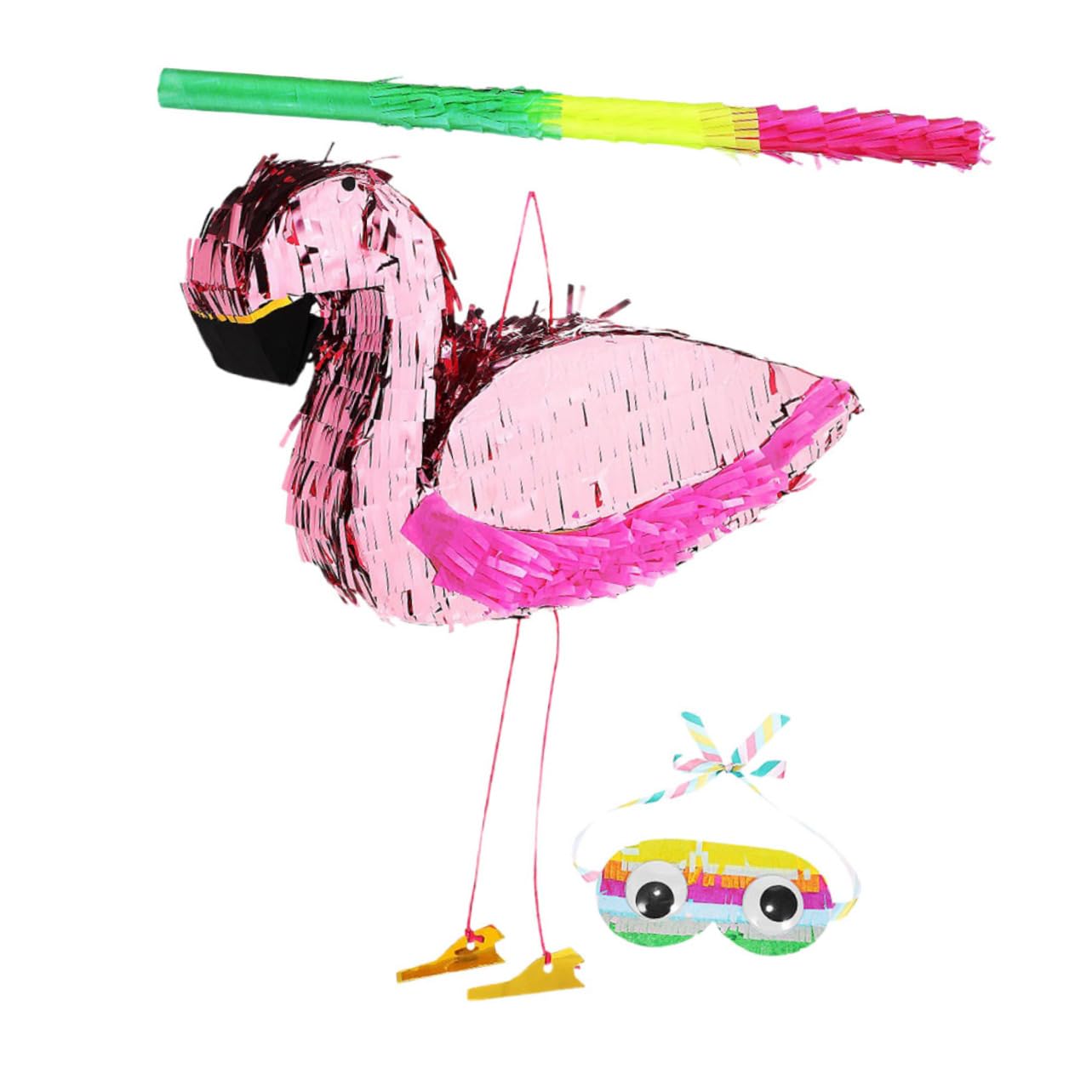 ORFOFE 1Set Flamingo with Bat and Blindfold Party Game and Decoration for Showers Birthdays and Carnival Events Lightweight and Interactive Fun