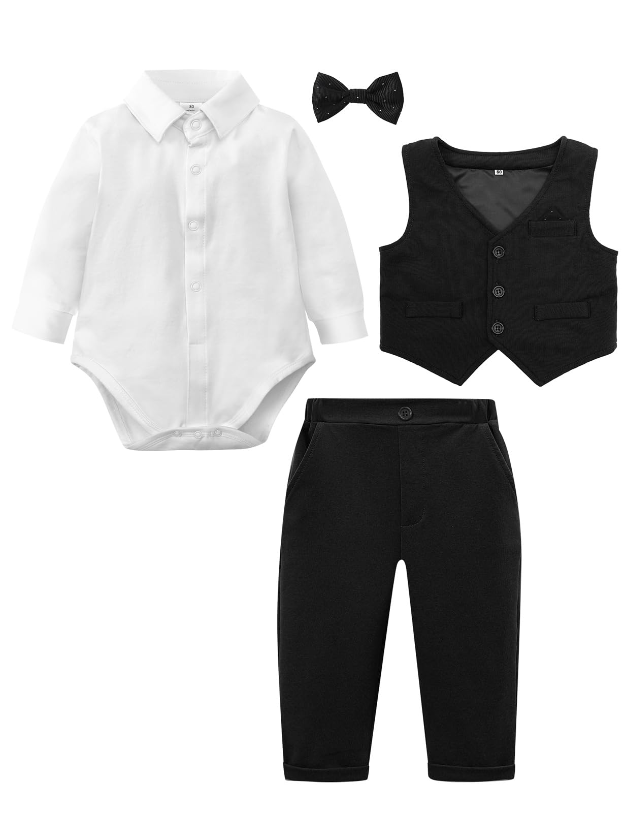 mintgreen Costume Bebe Garcon, 3pcs Ensembles Mariage Gentleman Vêtements Combinaison + Gilet + Pantalon