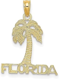 Colar de ouro amarelo 14 k com pingente de palmeira da Flórida para viagem à beira-mar destino de transporte de viagem joias finas para mulheres presentes para ela, Ouro amarelo
