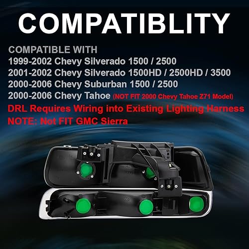 Miniatura 4 de PIT66 - Faros delanteros LED, compatibles c99-02 Chevy Silverado 1500 250001-02 Silverado 1500HD 2500HD 350000-06 Tahoe Suburban 1500 2500
