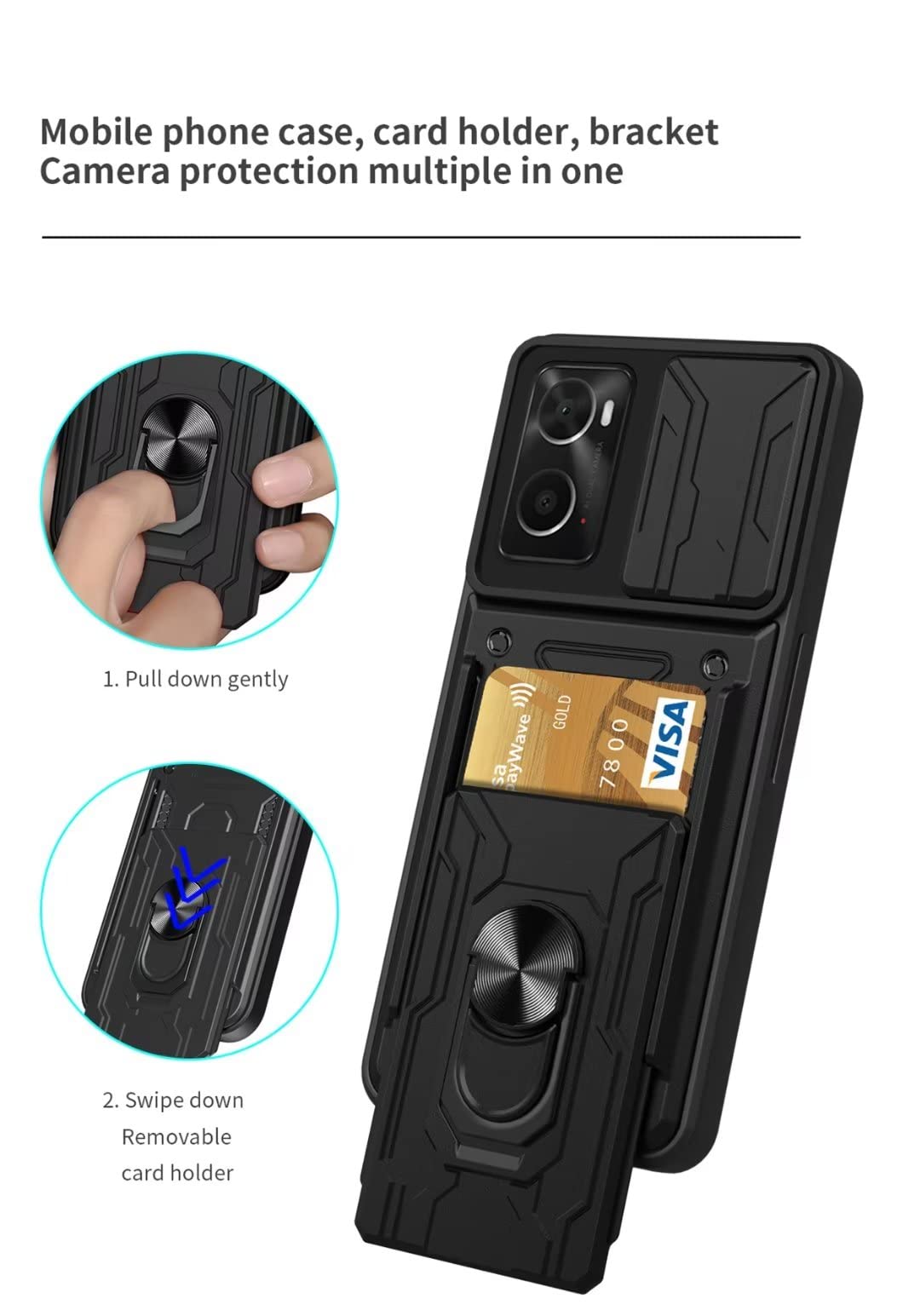 Cover Armor Per Oppo A57/A57s/A77: Custodia Antiurto Con Anello E Supporto Magnetico (Viola Scuro) - 3