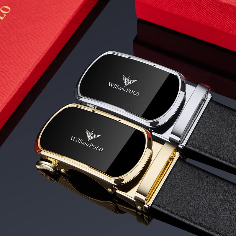 VANNANBA Leather ratchet Belts for Men，Mens Belt Automatic Sliding Buckle with Gift Box4