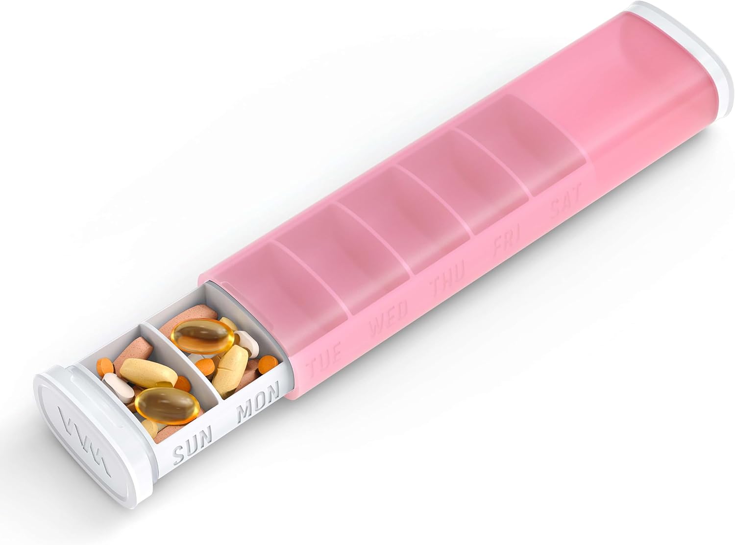 VVM Small Weekly Pill Organizer 7 Day, Daily Pill Box, Arthritis-Friendly Travel Pill Case, Cute Drawer-Slide Pill Holder for Vitamins, Supplements, Medicine Pill Organizer