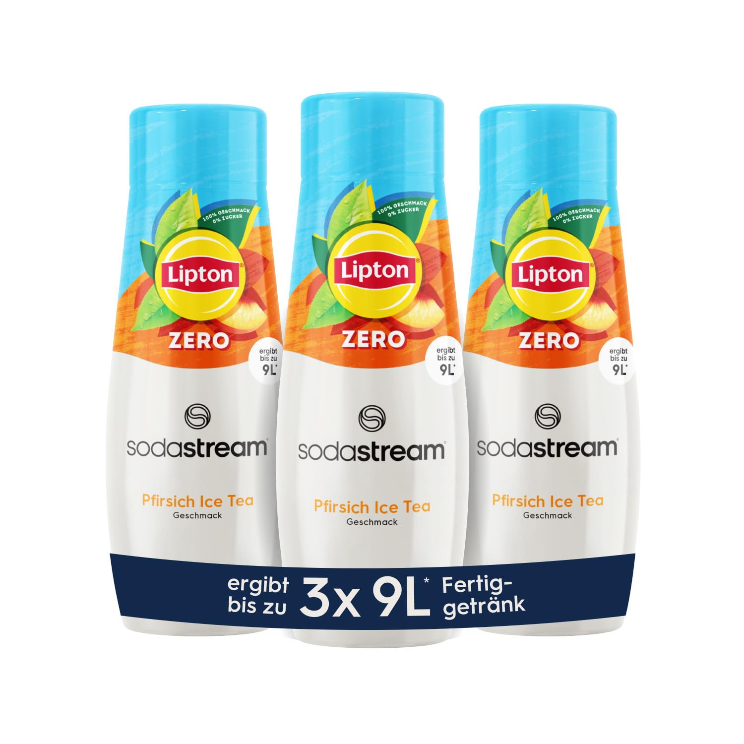 SodaStream Syrop 3 x Ice Tea Peach Zero, 1 x butelka daje 9 litrów gotowego napoju, przygotowany w kilka sekund i zawsze świeży, 3 x 440 ml