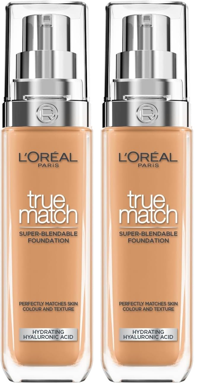 L'Oréal Paris Make up, Flüssige Foundation mit Hyaluron und Aloe Vera, True Match Make-Up, 7.R/7.C Cool Medium Deep (Packung mit 2)