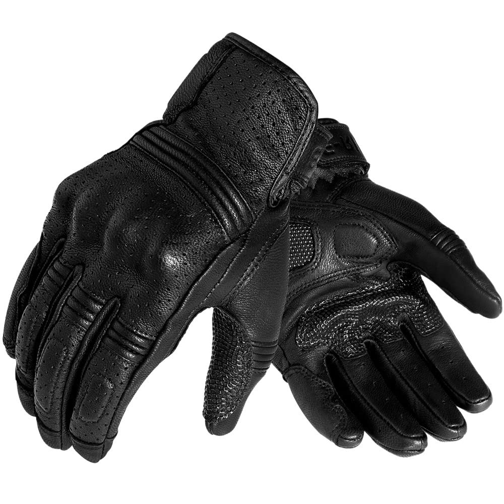 Gants Moto Gants de Moto rétro en Cuir véritable Moto Gants imperméables Gants de Protection de Moto Gants de Motocross Gris Gant Moto (Color : 3, Size : M)