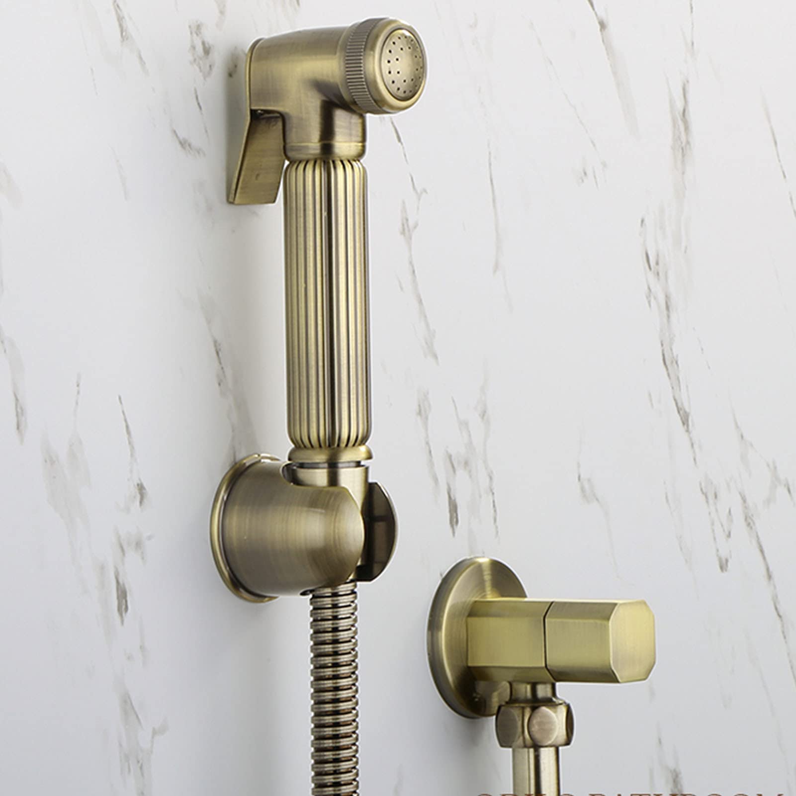 Pommeau de douche en laiton vintage avec valve d'angle rétro pour toilettes
