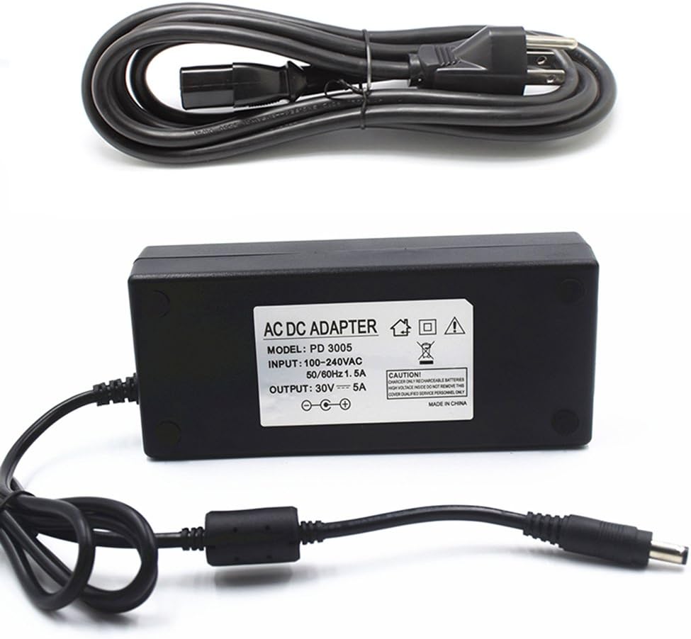 AC 100-240V to DC 30V 5A 50/60Hz Power Supply Adapter with 5.5x2.5mm Connector for Security Equipment, LED Lighting, CCTV, Computer Peripherals, Other Electronic Devices