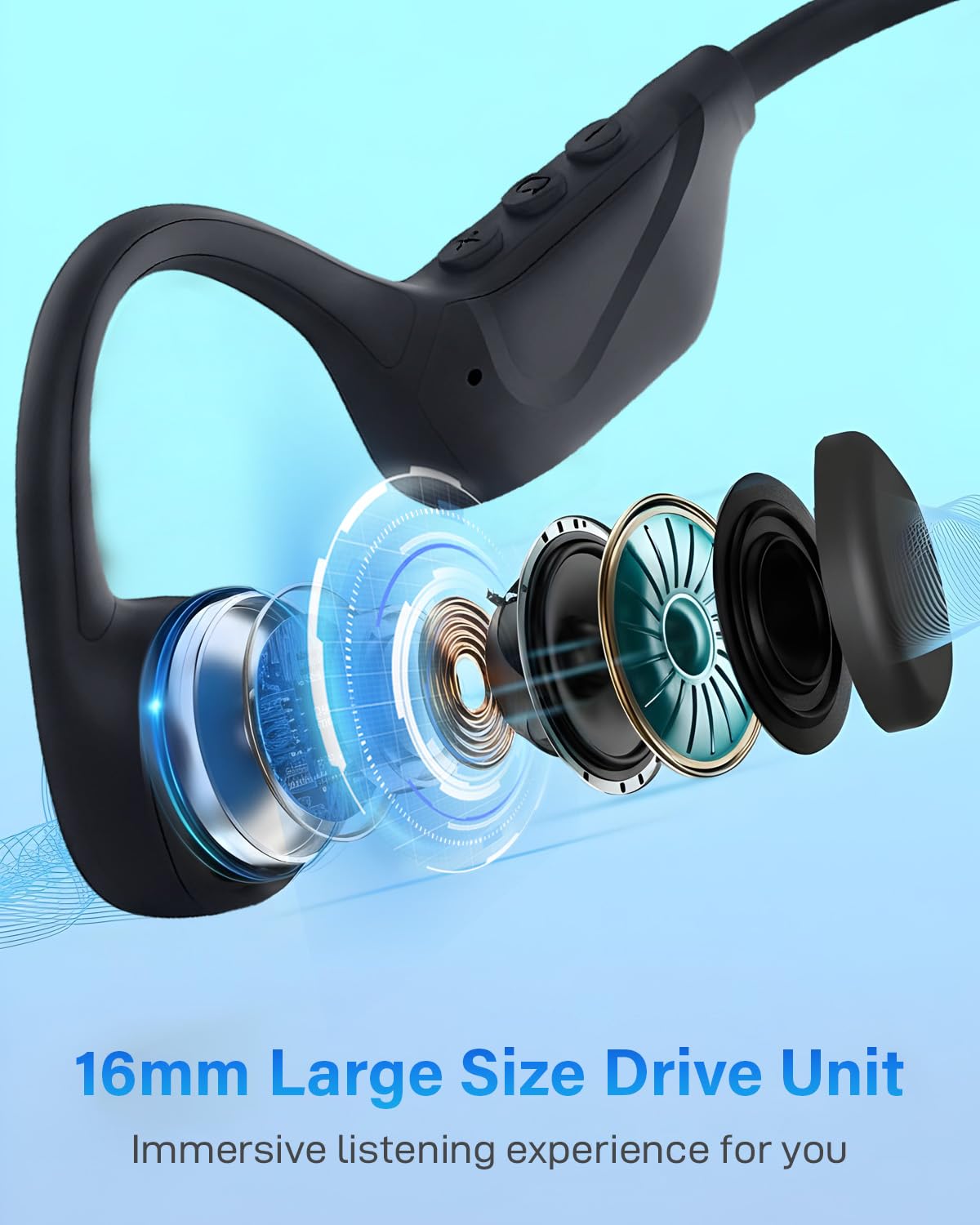 Sehawei Cuffie Conduzione Ossea, Auricolari Conduzione Ossea Bluetooth 5.4, IPX5 Auricolari Sportive Bluetooth Impermeabili,Open-ear Cuffie per Corsa/Ciclismo/Guida/Fitness