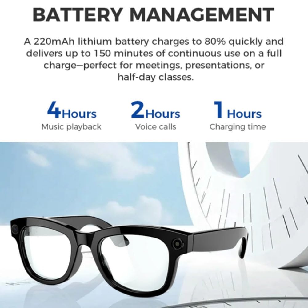 Occhiali con Telecamera, Occhiali Smart Occhiali Intelligenti Occhiali Bluetooth Uomo Ai Glasses Occhiali Ai Occhiali Intelligenti Bluetooth B