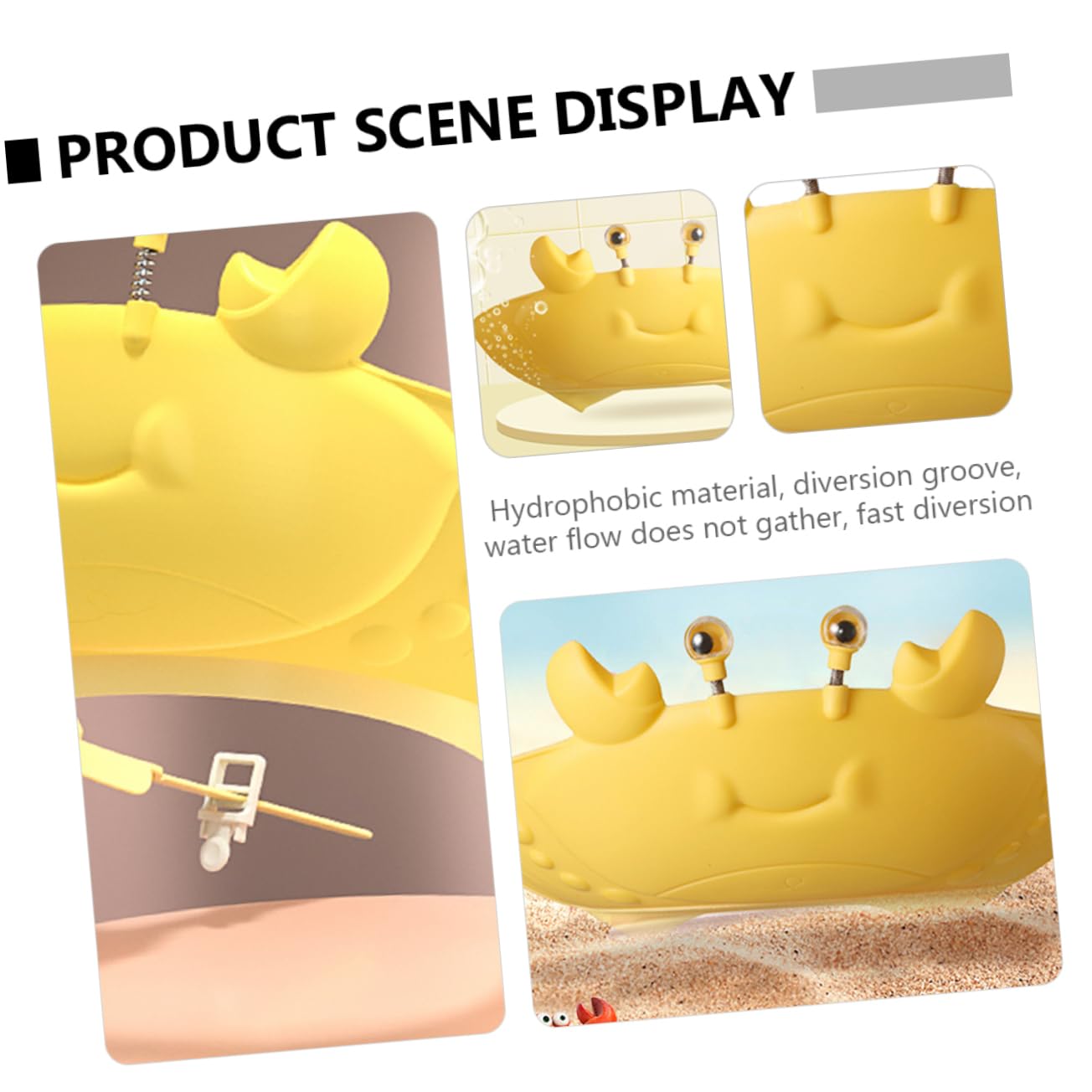 VICASKY 3piezas Sombrero De Baño Infantil Para Bebés y Niño Niña Gorro De Champú Divertido Protección Para Ojos y Oídos Para Cortes De Pelo y Duchas Limón Modelo Cangrejo