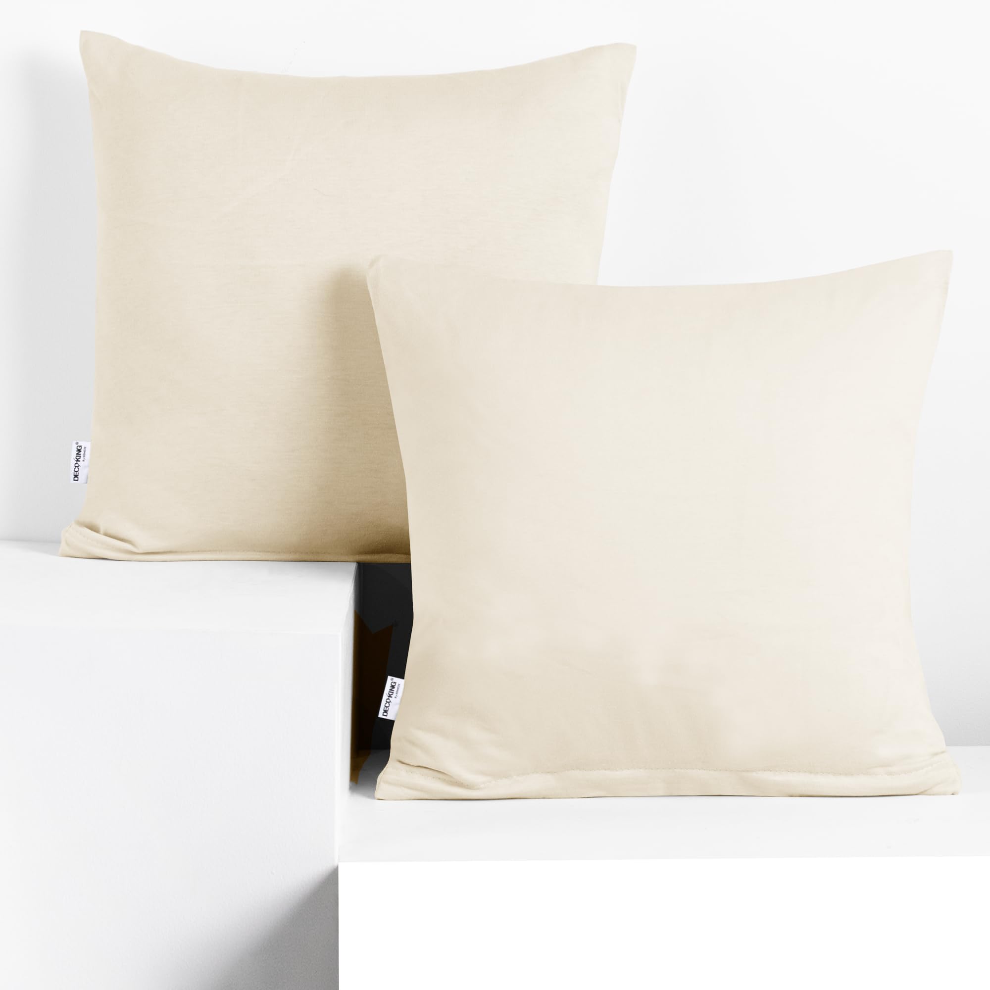 DecoKing 2 Pillowcases 50 x 50 cm Jersey 100% Combed Cotton Zip Ecru Amber