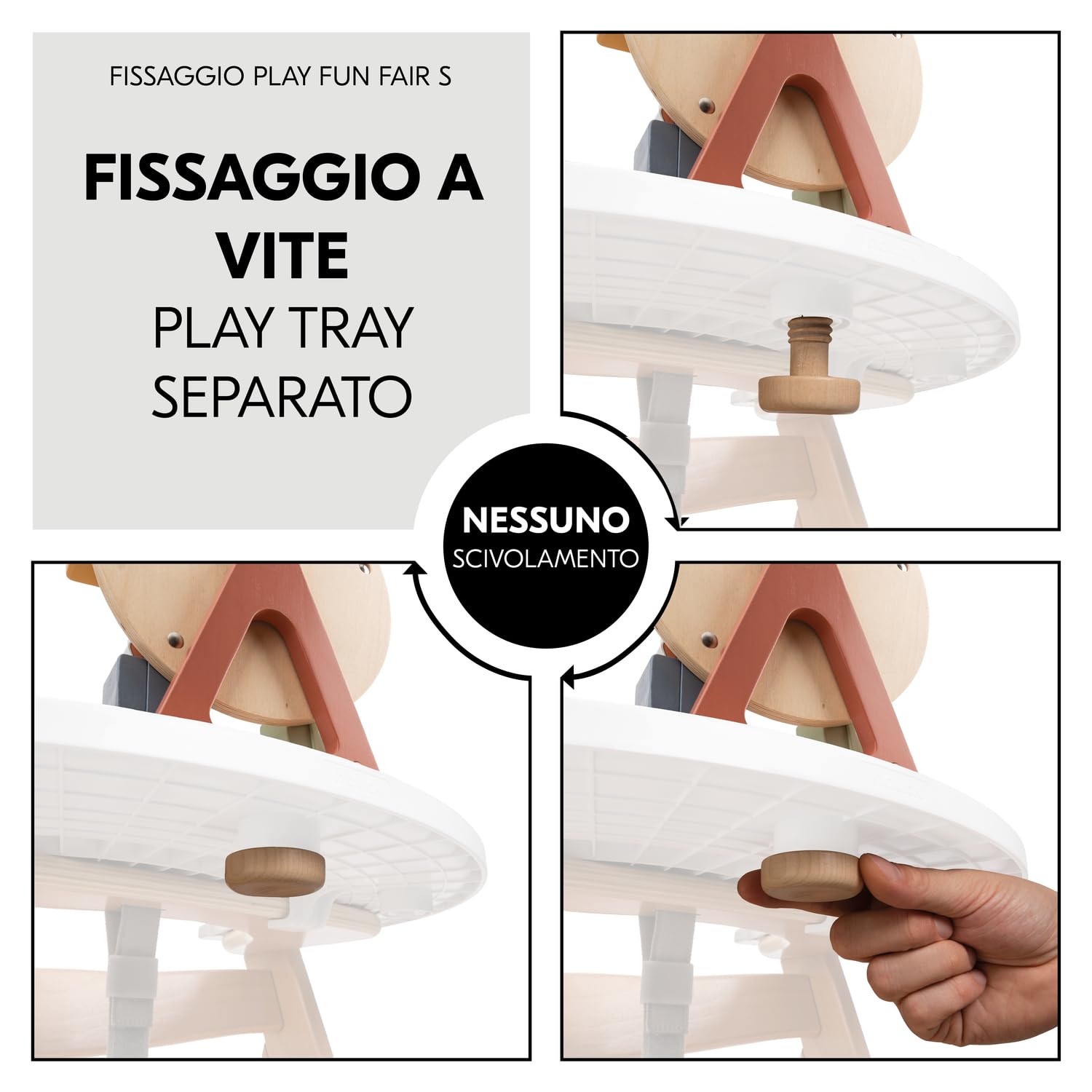 Hauck Play Fun Fair S Ruota Panoramica Gioco Neonato - Combinabile con Vassoio hauck Play Tray per Seggiolone Pappa Alpha+, Beta+ e Arketa - Aiuta la Coordinazione Occhio-Mano, Dai 12 Mesi - Animali