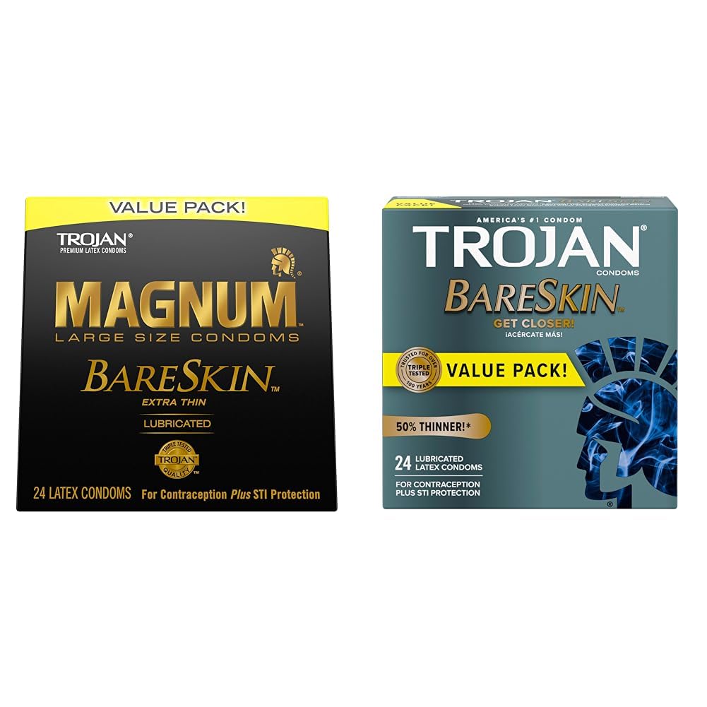 magnum bareskin lubricated condoms Amazon.com: TROJAN Magnum BareSkin Premium Large Condoms & BareSkin Raw  Thin Condoms, Lubricated Condoms for Men, America's Number One Condom  Brand, 24 Count Pack : Health & Household main image 0