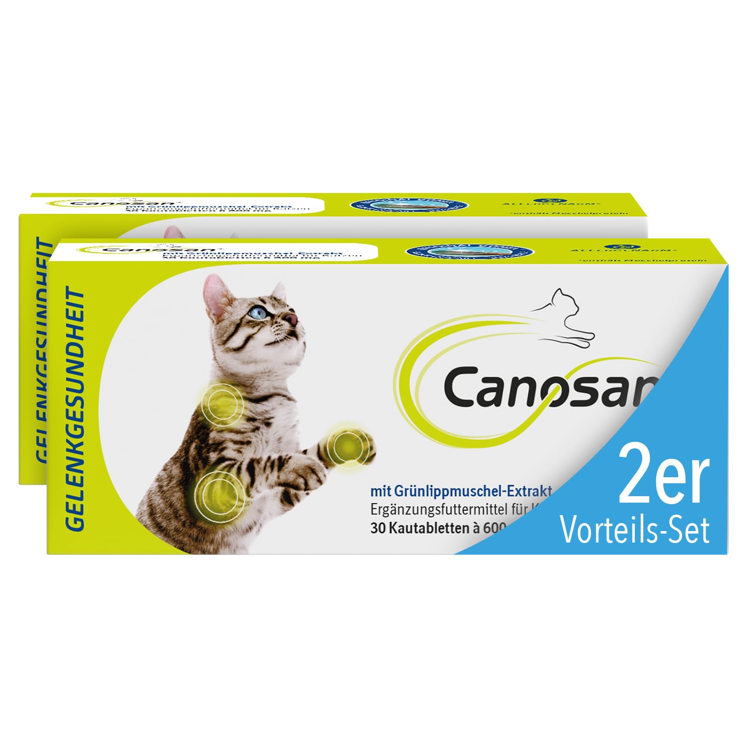 CANOSAN Gelenk Kautabletten 2X 30 STK. für Katzen - Grünlippmuschel | Original Gonex - zur Unterstützung von Gelenken & Beweglichkeit