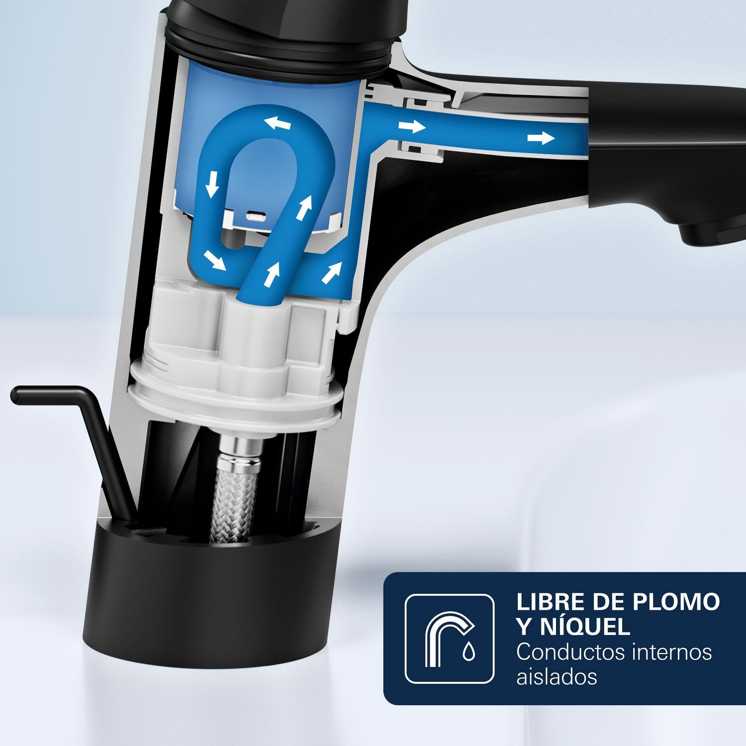 GROHE Start Edge QuickFix - Grifo de lavabo con desagüe Pop-Up, Talla S, cartucho cerámico 28mm, ahorro de agua, latiguillos 3/8", QuickTool incluida, Negro Mate, 233422431