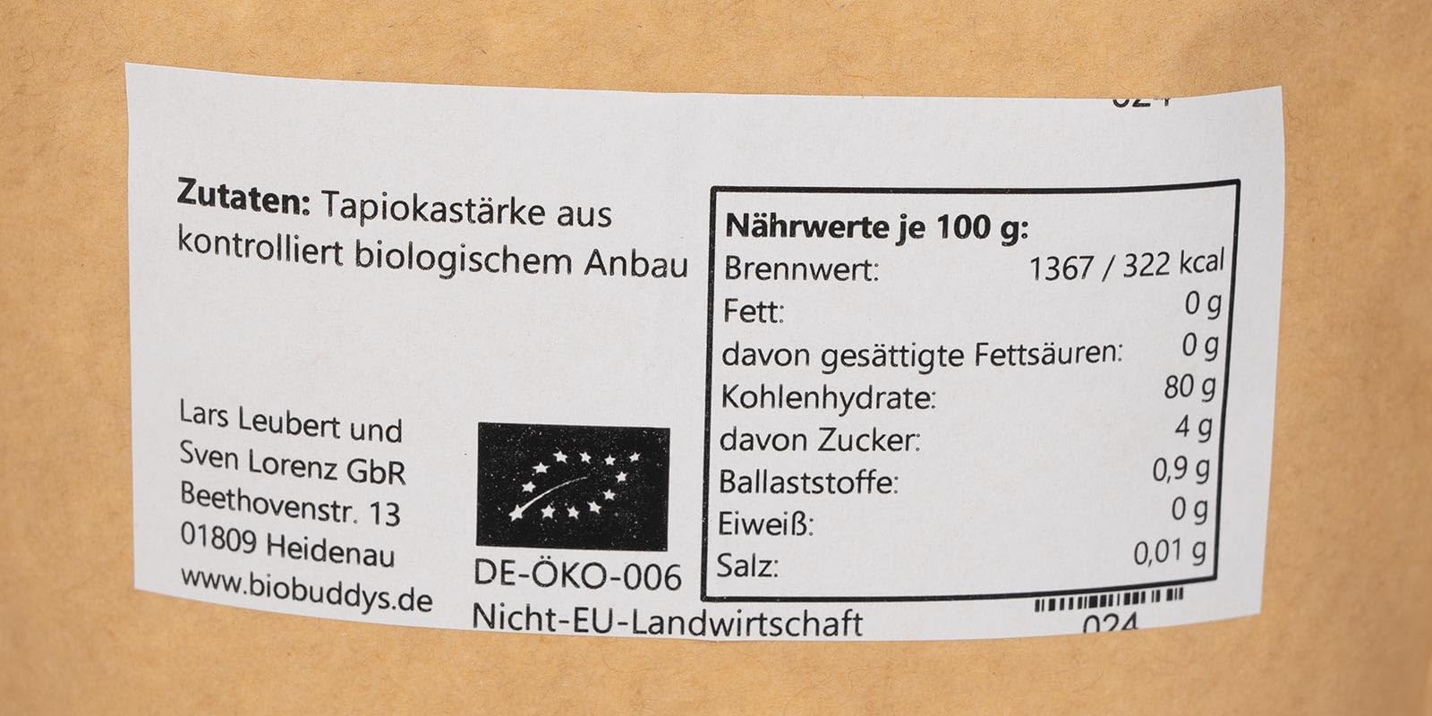 Bio Tapiokastärke 1 kg 5er Pack | Feine Stärke aus Bio Maniok für Saucen Suppen Desserts Teige Boba und asiatische Küche