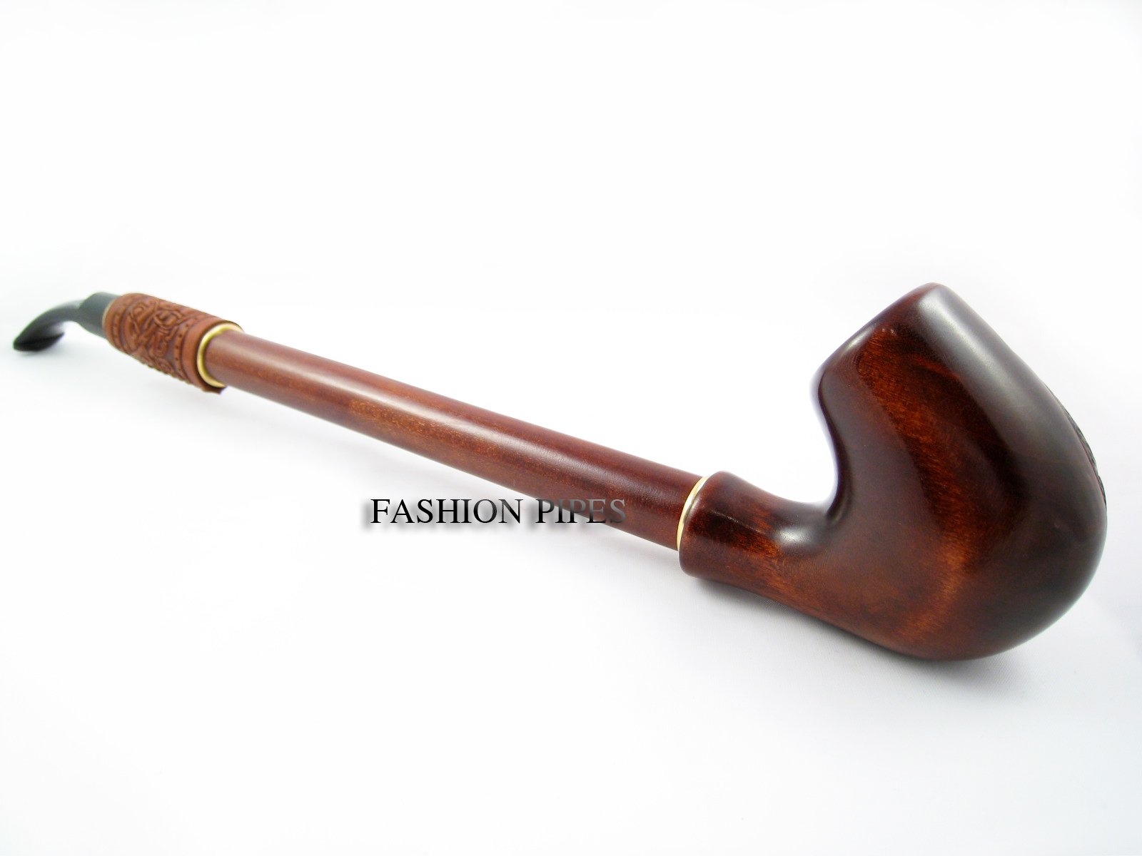 Churchwarden "NORDIC" - Pipa de tabaco de madera decorada con cuero, hecha a mano para fumar pipa de madera de pera de 13 pulgadas, diseñada para fumadores de pipas