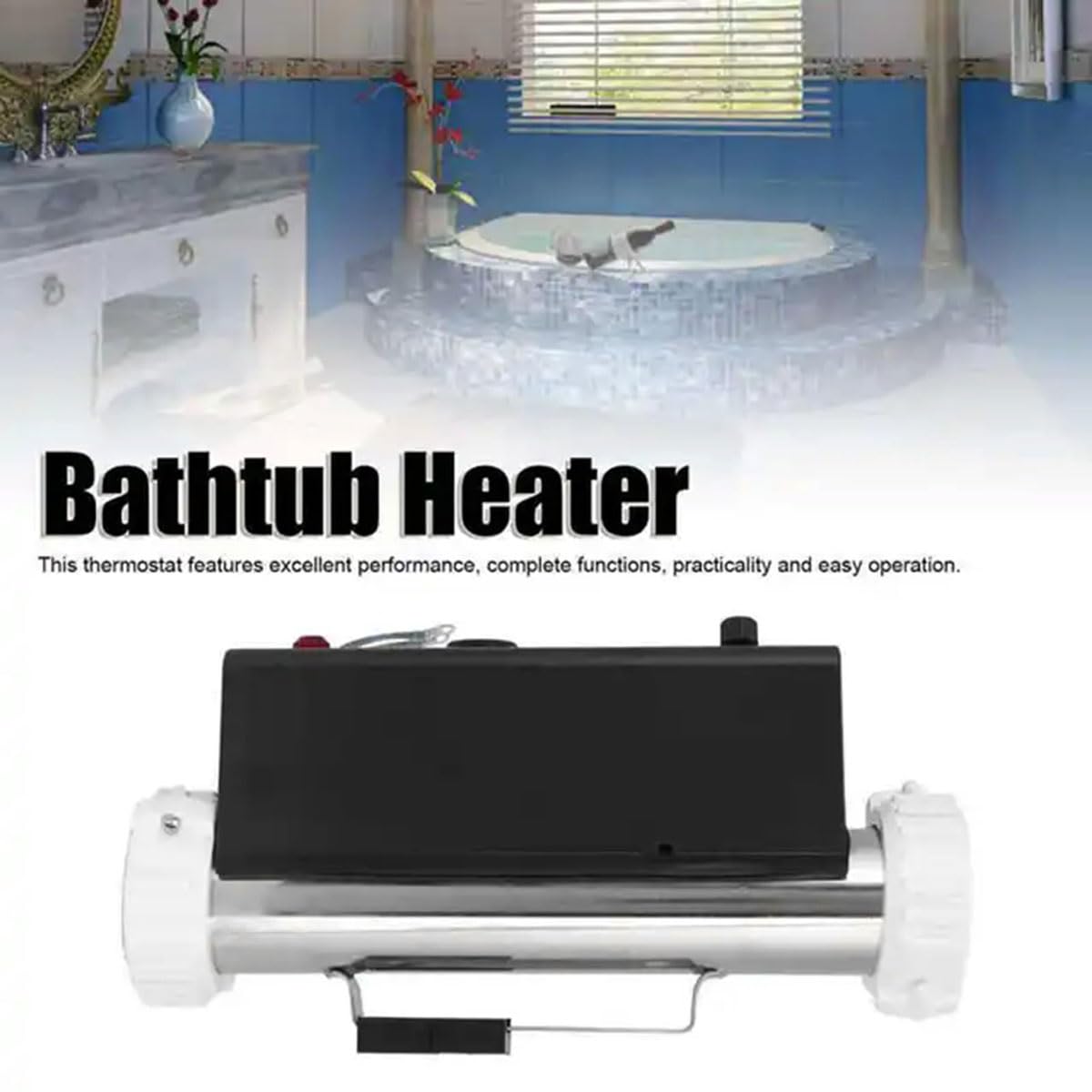 Riscaldatore elettrico per piscina, termostato da 1/1,5/2/3 kW, kit scaldabagno universale in linea per spa relax e piscine