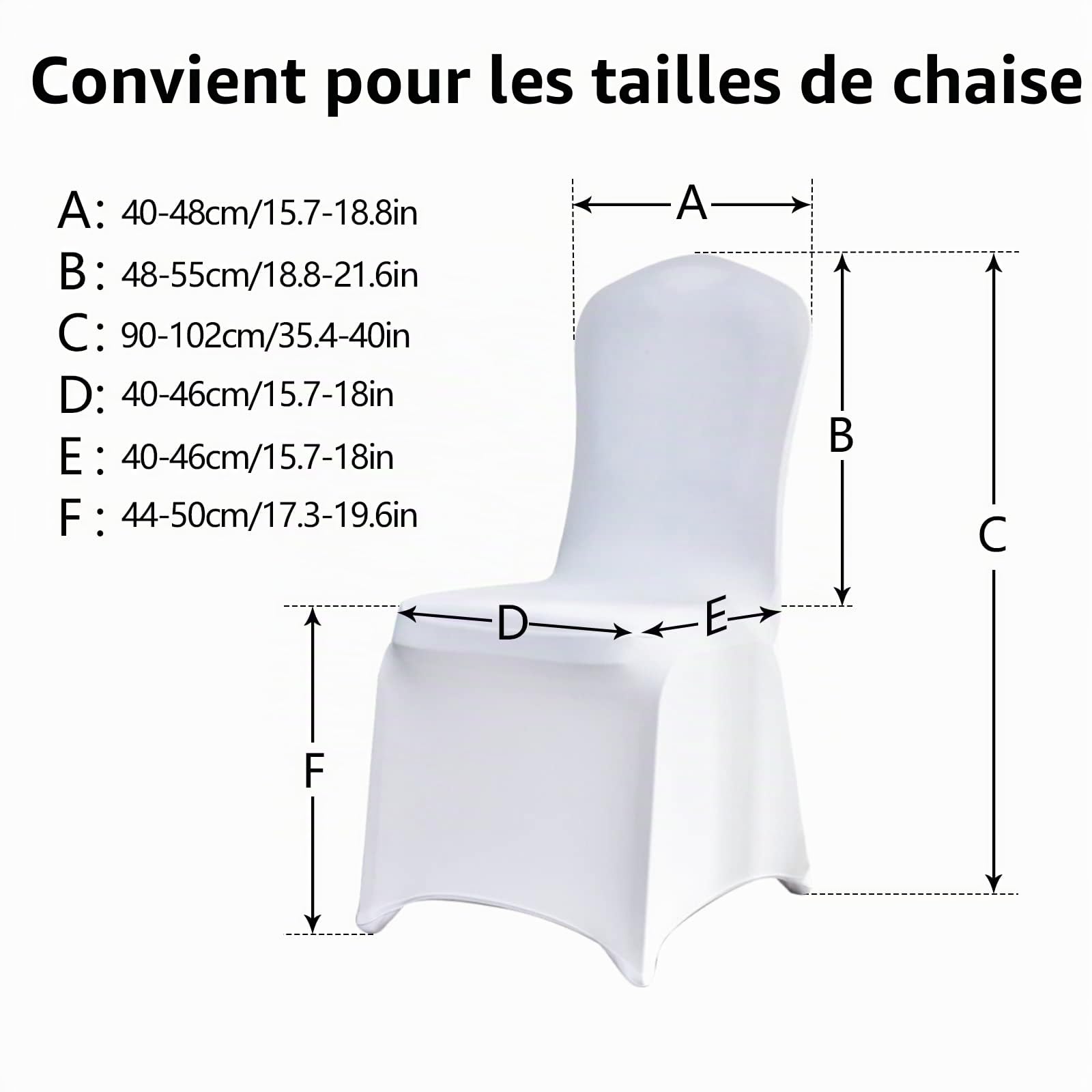 Lot de 10 Housses de Chaise en Élasthanne Extensible – Lavables et Universelles – Housses de Chaise Stretch pour Mariage, Fête et Banquet (Blanc)