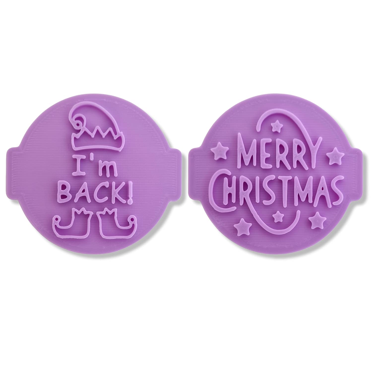 Merry Christmas Stamp Embosser 6cm for Icing, Fondant, Cupcake, Cake, Baking, Decoration, Made in UK by 1066 Factory (Pattern 12)