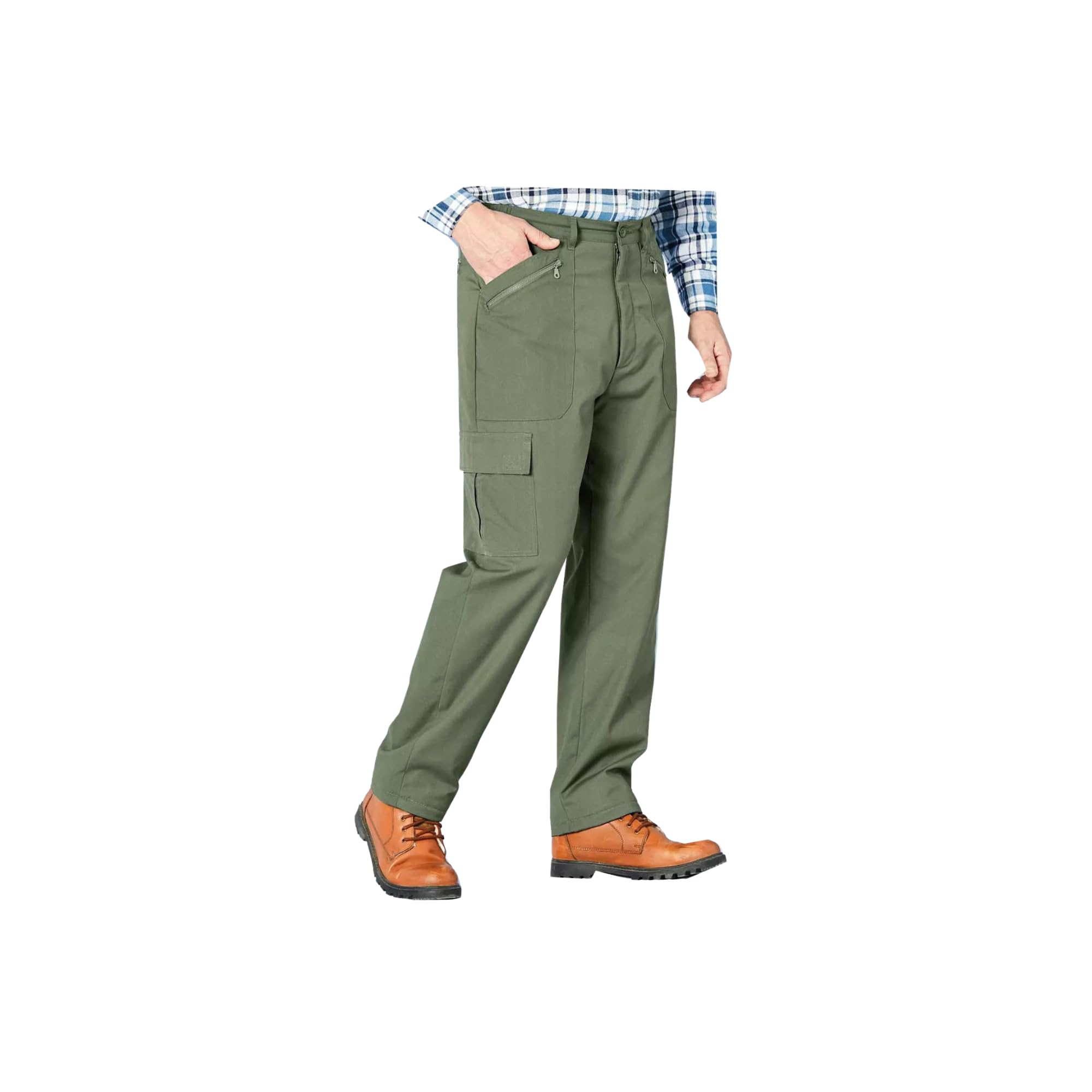 Extra Short 25 Inside Leg Trousers Mens Action Work Walking Hiking Combat Cargo (Olive, 44)