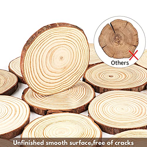 Binswloo 40 Pcs Natural Wood Slices Ornaments, 3.1-3.5 Inch Unfinished Craft Wooden Circles Round Wood Discs For Crafts Arts Diy Paintings Wedding Christmas Tree Decoration Coasters #TOP7