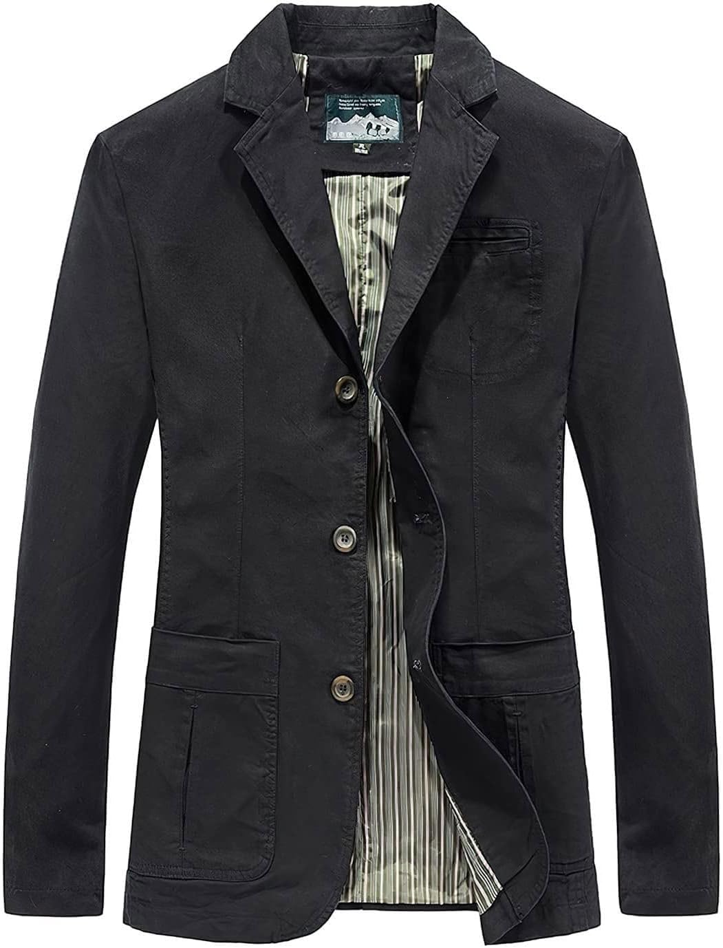 ebossy Mens Classic 3-Button Blazer Jacket Notch Lapel Slim Long Sleeve Sport Coat