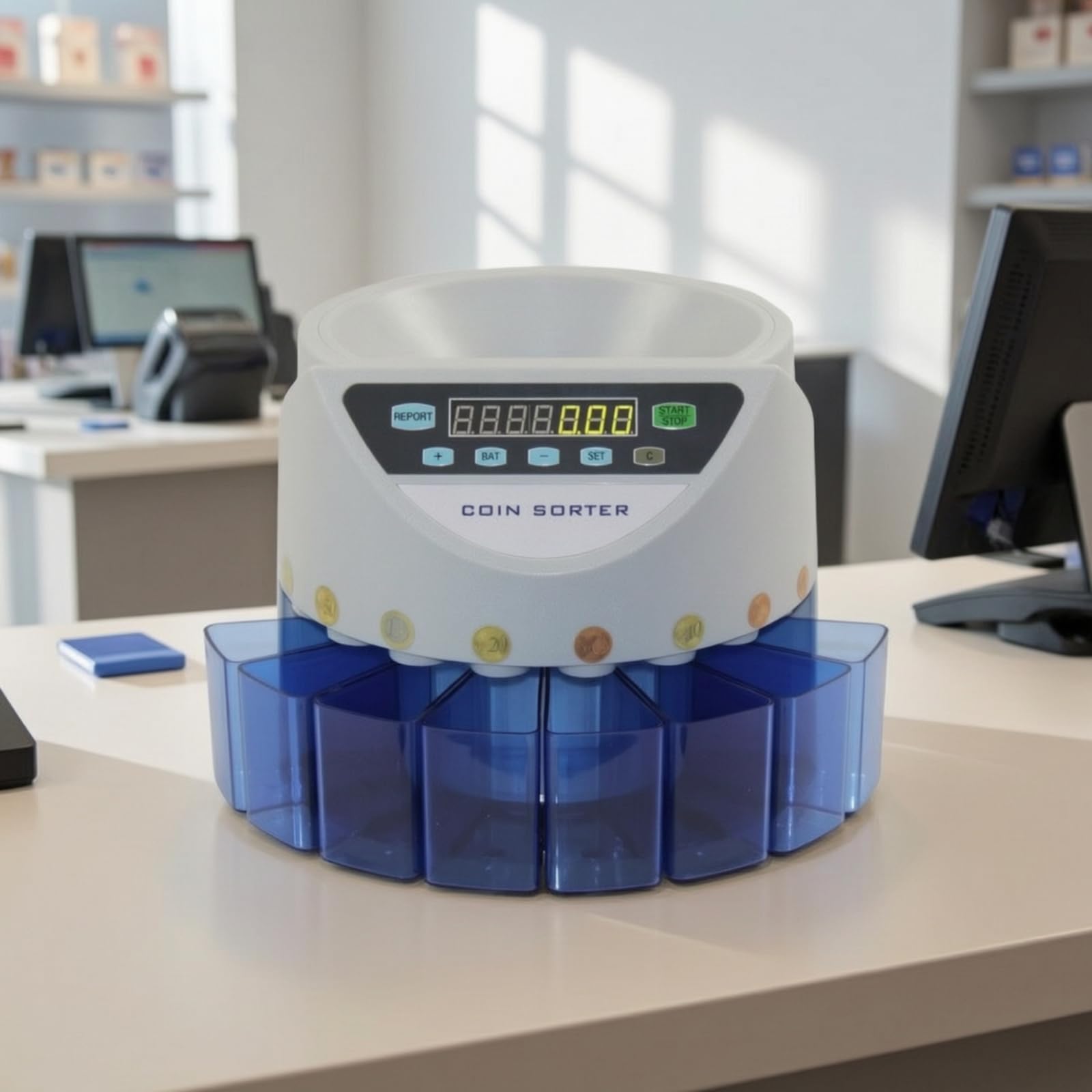 predolo Contamonete Elettronico Preciso Selezionatrice di Monete Euro Rapido Macchina Contamonete con Display per Negozianti
