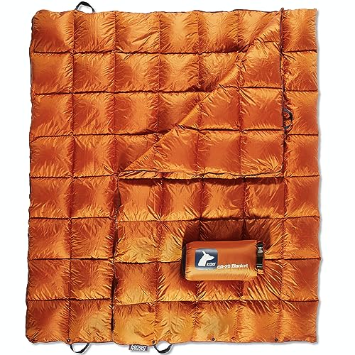 Horizon Hound GR-20 Down Camping Blanket – Outdoor Travel Quilt, Orange | Insulated, Lightweight & Warm Gear for Sleep, Camping, Stadium, Hiking & Festivals | Water Resistant, Packable & Compact