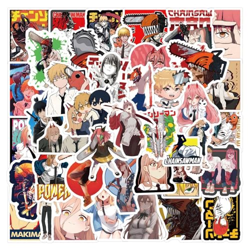 Chainsaw Man Stickers for Adult and Teens, 50PCS Hot Japanese Anime Stickers, Cartoon Anime Vinyl Sticker for Water Bottle Laptop Phone Scrapbooking Journaling