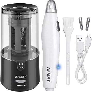 AFMAT Electric Pencil Sharpener & Rechargeable Electric Eraser, Auto Stop, Super Sharp, Fast Sharpen, 140 Eraser Refills, Good for Drafting, Drawing, Crafts, Arts