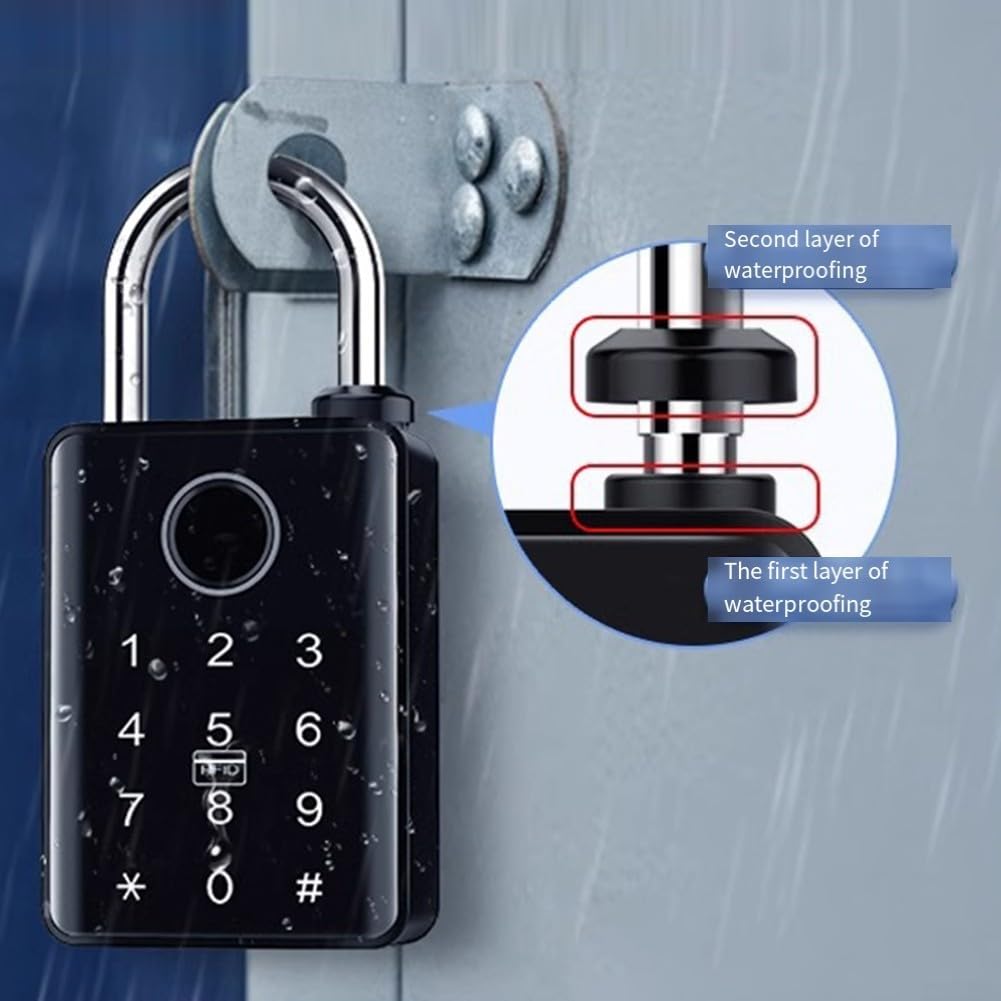 Lucchetto con impronte digitali e NFC, serratura per cancello di ingresso senza chiave, per uso esterno, sicurezza biometrica, armadietto di sicurezza biometrico, in lega di zinco, resistente alle
