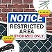 Restricted Area Authorized Only Sign, 10x14 Inches, Rust Free .040 Aluminum, Fade Resistant, Made in USA by My Sign Center