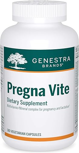 Genestra Brands Pregna Vite | Apoya el embarazo saludable con ácido fólico, vitamina D y hierro | 180 cápsulas