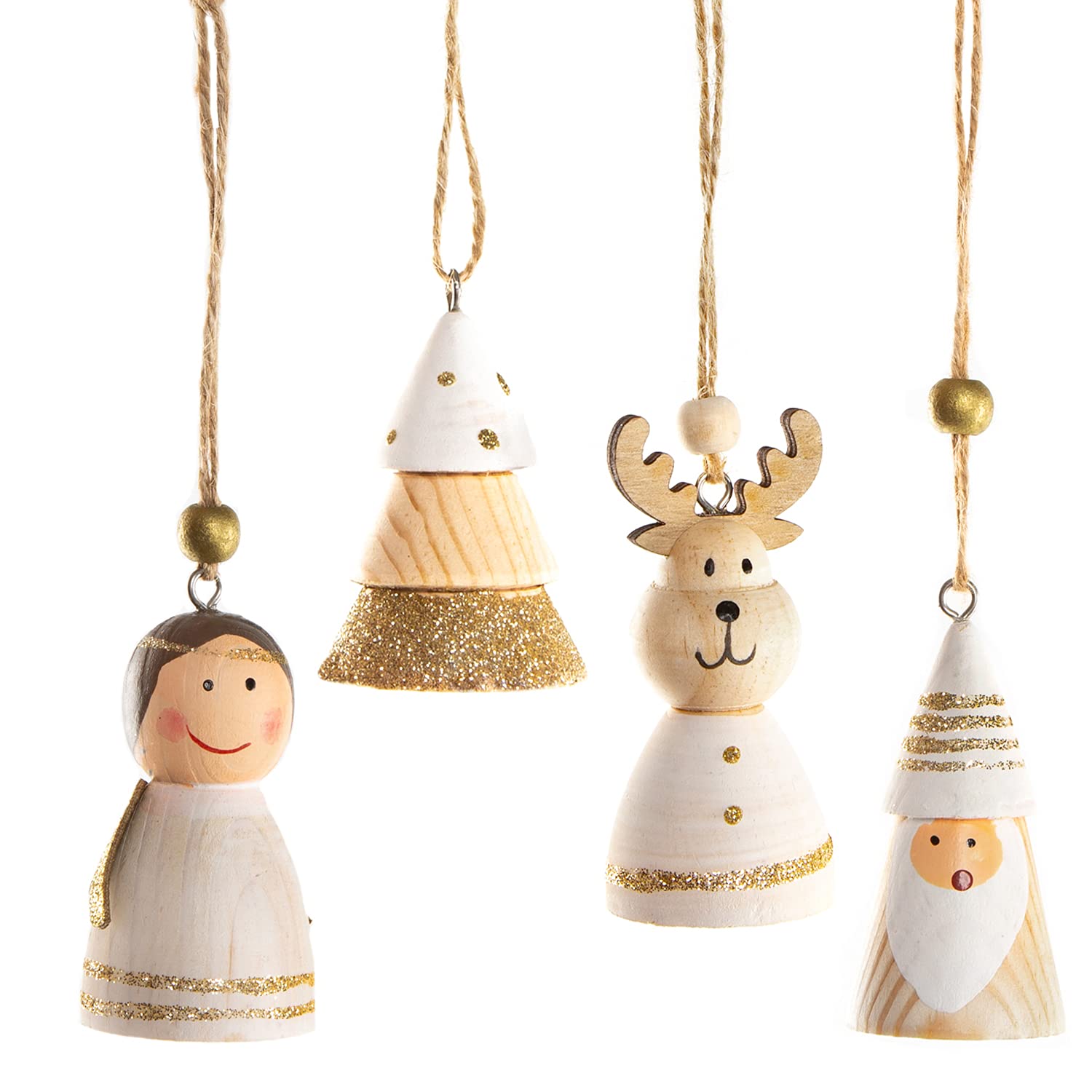 18 Goldene Weihnachtsanhänger Aus Metall - Nostalgischer Christbaumschmuck