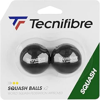 Tecnifibre, palline da squash con doppi punti gialli, include 2 pezzi