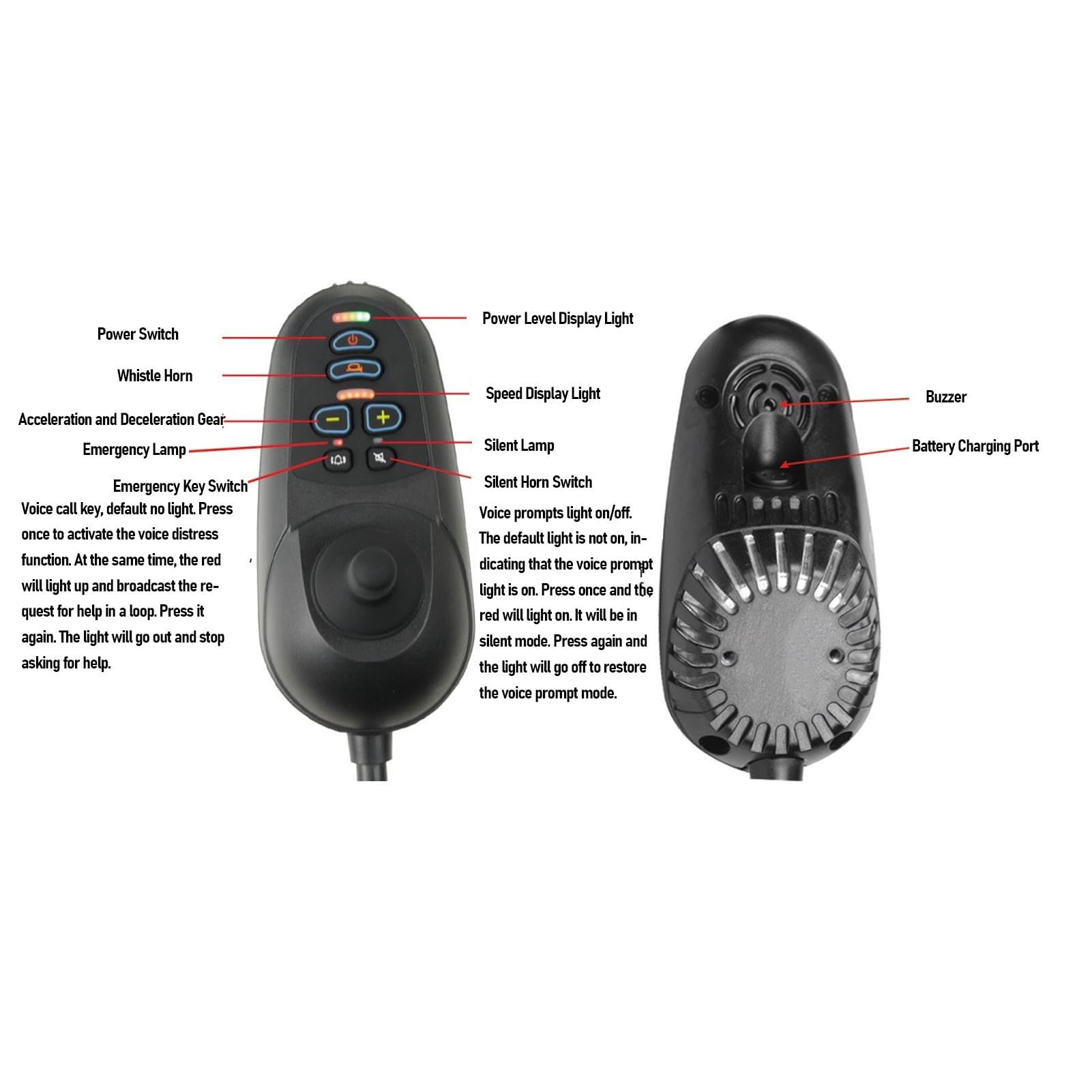 YWBL-WH Elektryczny Kontroler Typu Joystick dla Wózka Inwalidzkiego, 24 V DC Mobilne Akcesoria dla Wózków Inwalidzkich z Hamulcem z regulacją Prędkości Elektroniczne Zabezpieczenie