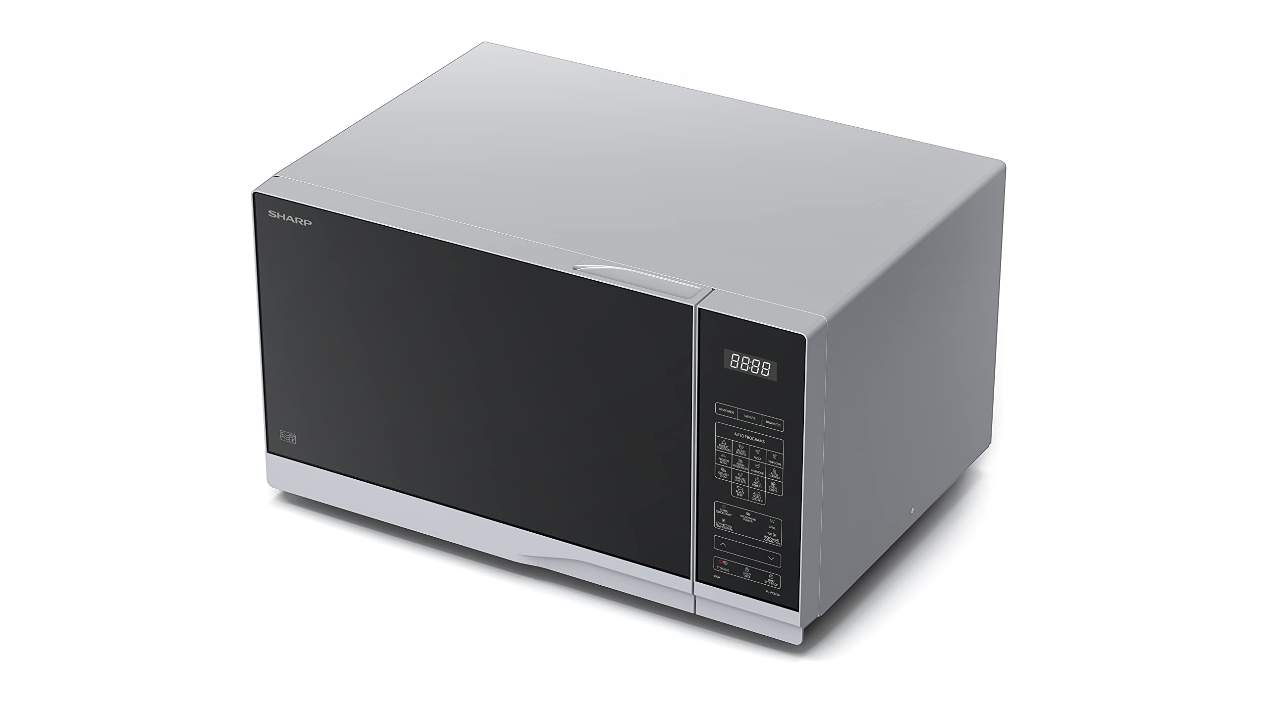 Sharp YC-PC322AE-S Micro-Ondes avec Grill et Air Chaud (1000 W, 32 L, 10 Niveaux de Puissance, Fonction Eco, Décongélation, Argenté/Noir