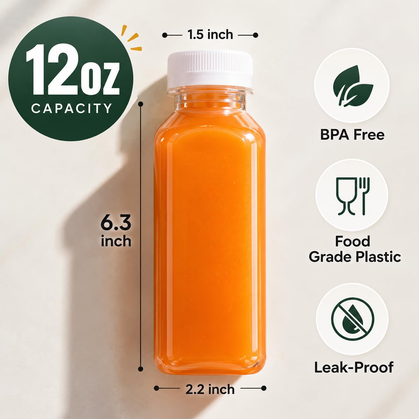 Amazon｜Norcalway プラスチックジュースボトル キャップ付き 再利用