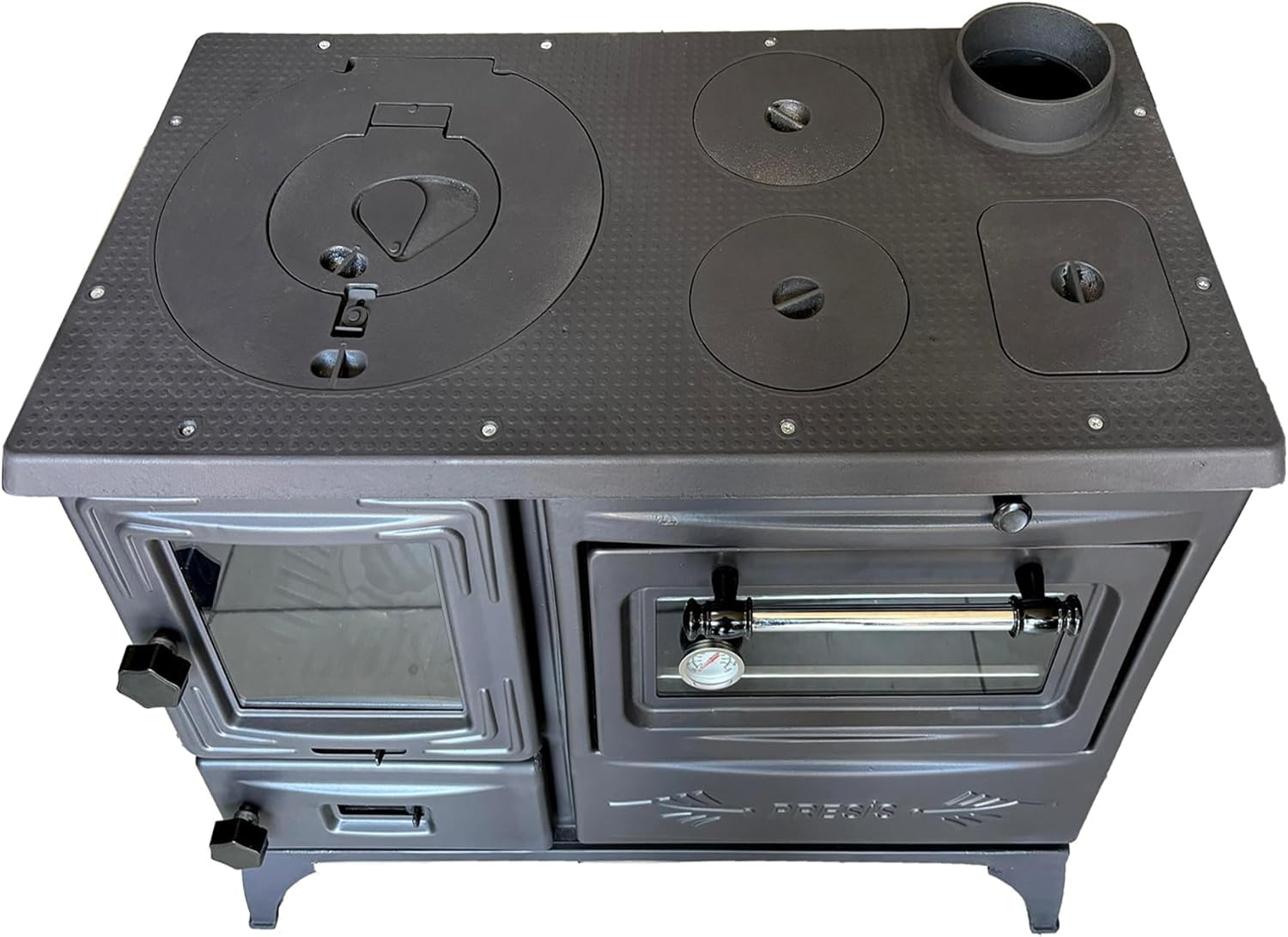 Colorful Cast Iron Wood Stove Pipe Set | 3 tubos rectos + 1 tubo de codo | Construcción duradera de hierro fundido | Compatible con palos de madera | Accesorio para cabina de cabina Village House