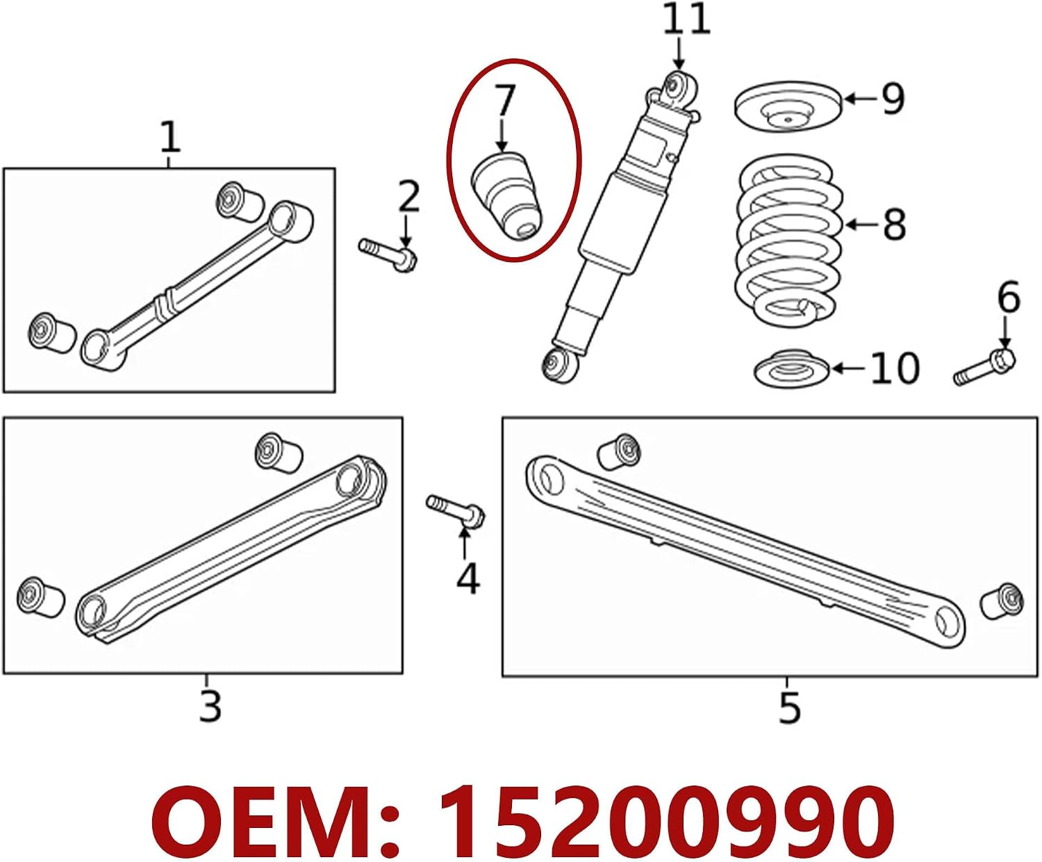 15200990 Rear Bump Stops, Suspension Jounce Bumper Fit for 2006-2020 Chevy Suburban, 2006-2013 Chevy Avalanche, 2007-2020 GMC Yukon (1 Pair)