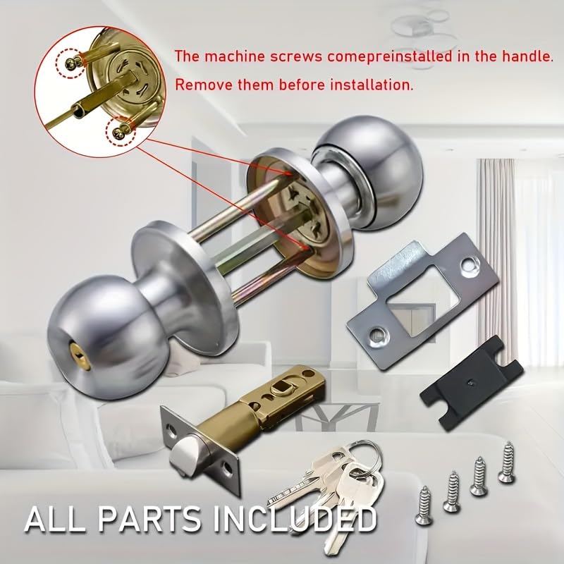 Ontap Premium Stainless Steel Cylindrical Latch Tubular Door Lock – Classic Design with Keys for Main Door Lock 1