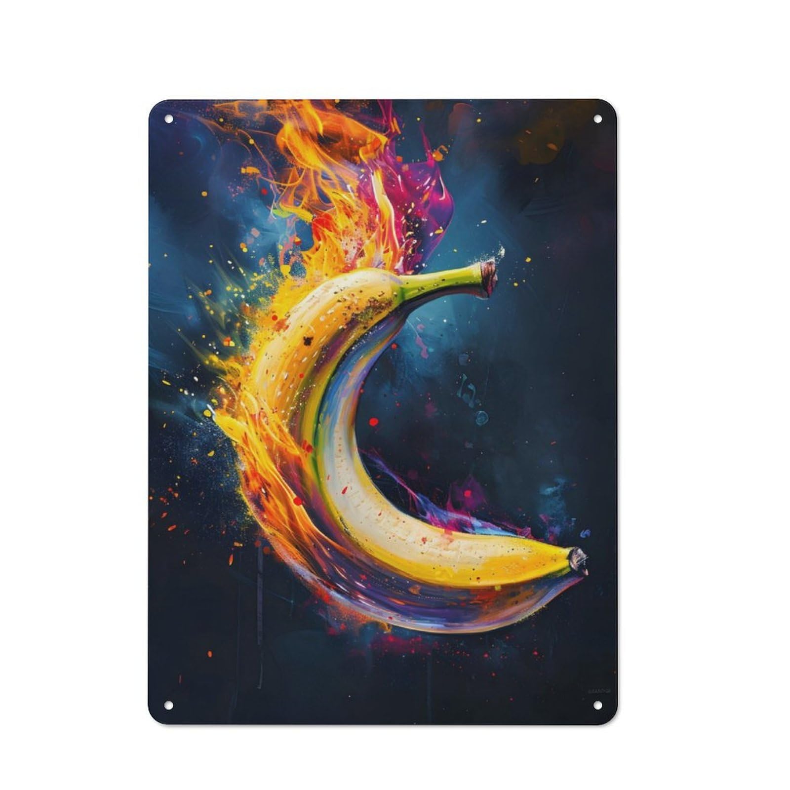 Junmoney Abstract Banana In Flames Retro Tin Sign 40X30cm For Garage Wall, For Fans Of Metal Signs And Themed Wall Decor